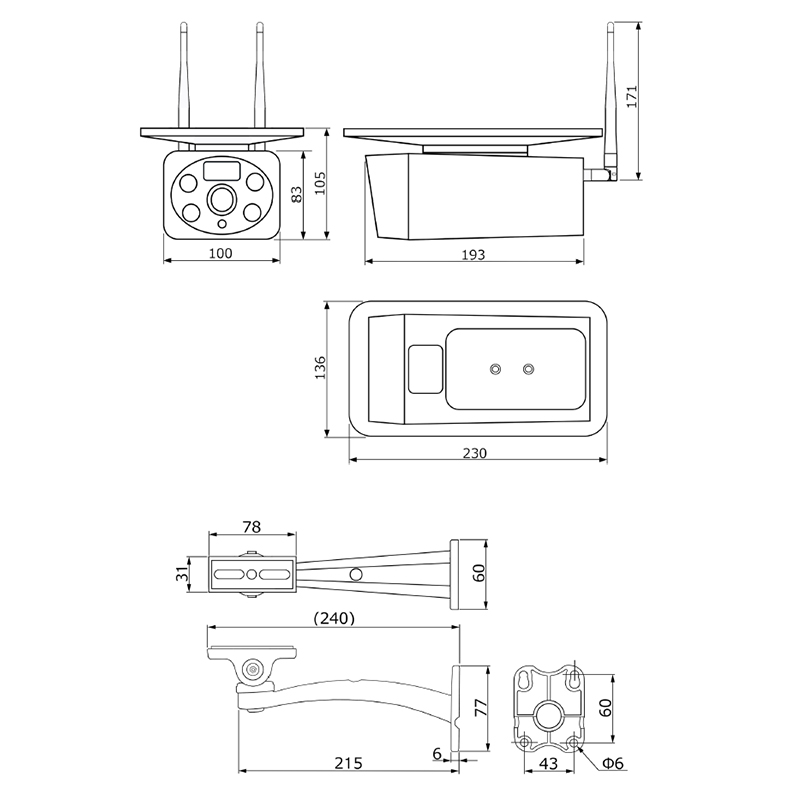 【ソーラー充電式】屋外防犯カメラ 400万画素 SDカード録画 TSD-SPSD400S