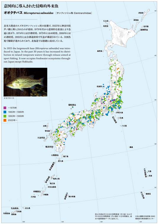 ブラックバス（オオクチバス）分布図