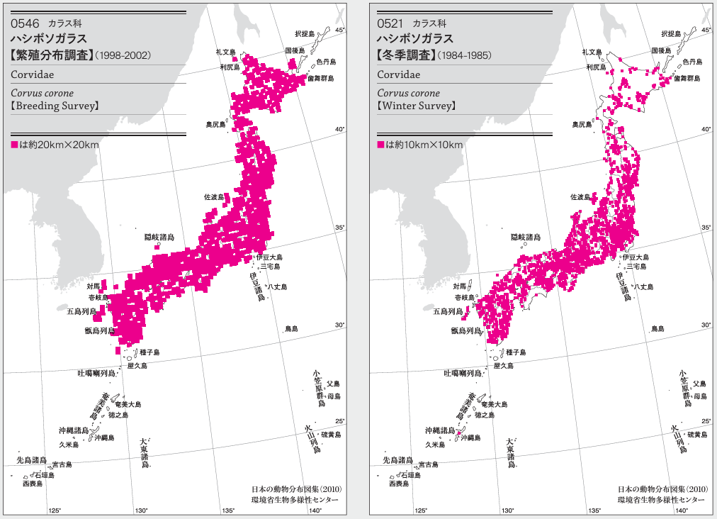 ハシボソガラス分布図