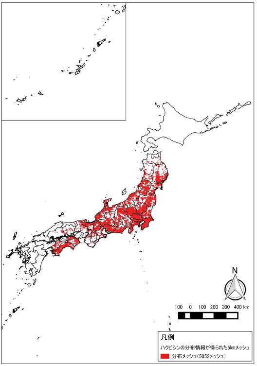 ハクビシン分布図