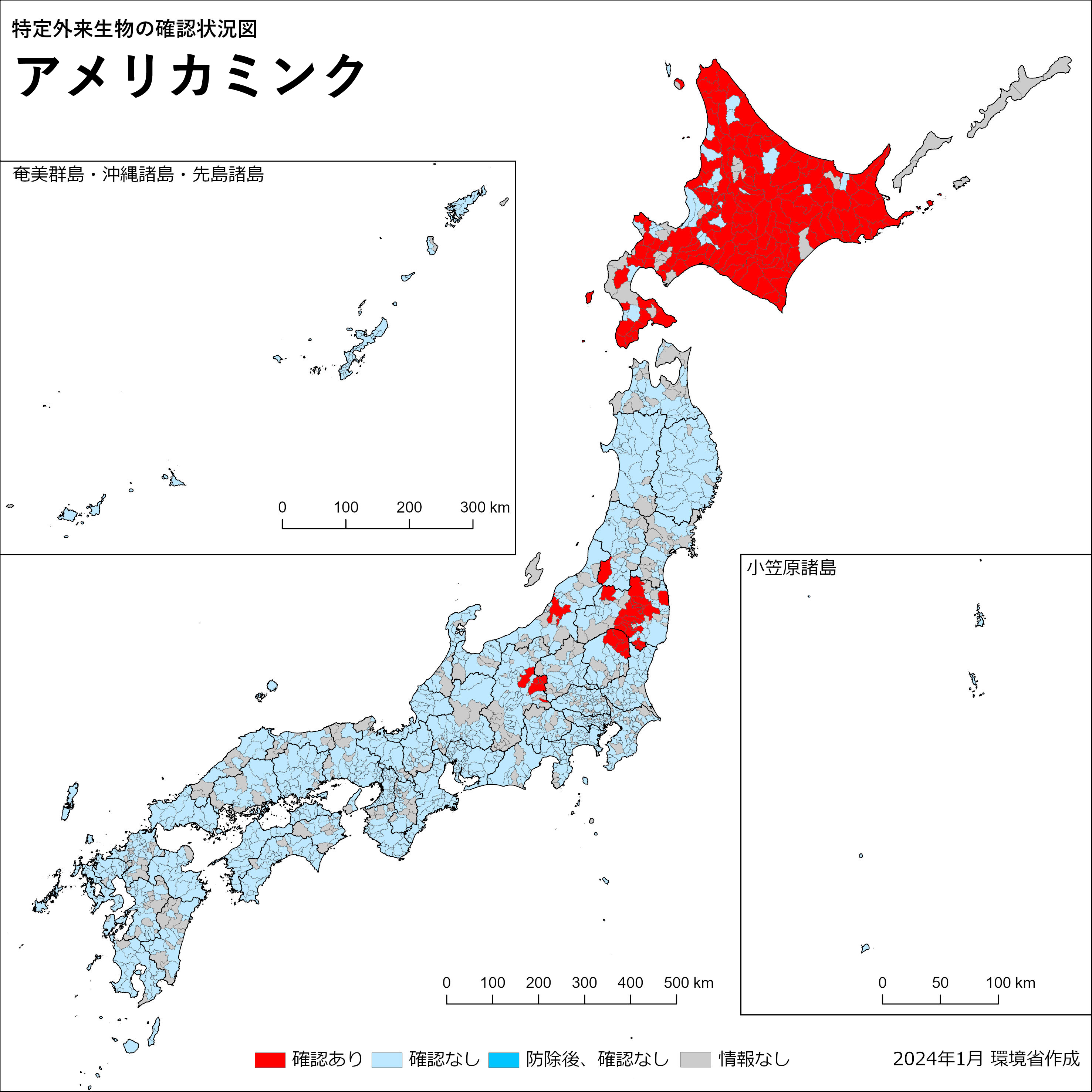 アメリカミンク分布図