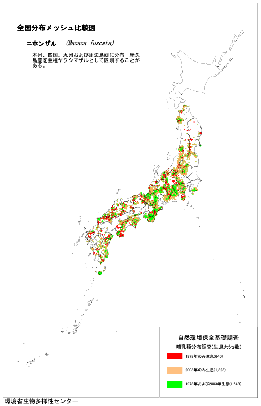 ニホンザル分布図