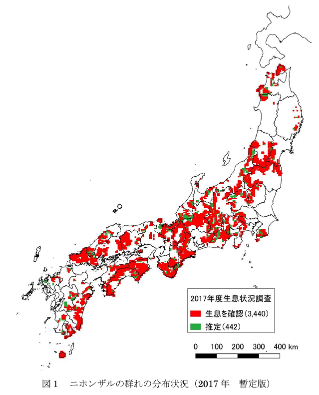 ニホンザル分布図