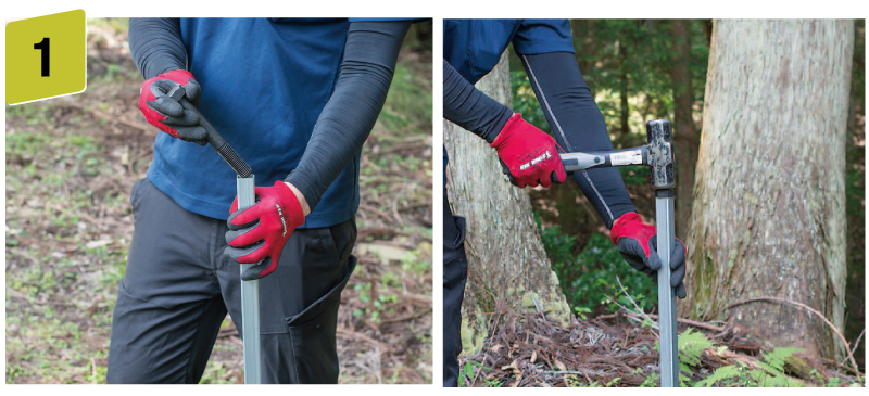 杭用角パイプの打ち込み