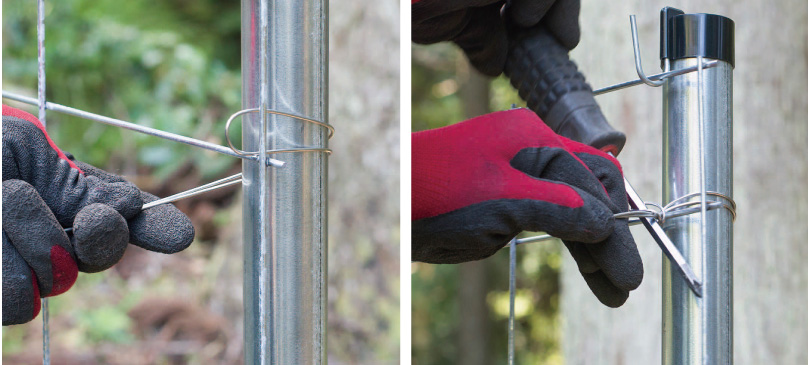 結束線で支柱とメッシュパネルを3カ所結束2